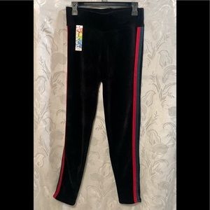 For You Black w/Green & Red Stripes Velour Joggers